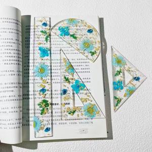 Signets personnalisés fleur règle et rapporteur ensemble de 4PCS rapporteur Triangle règle à Angle droit règle outils d'étude articles en résine - Product Image 6