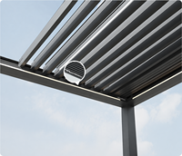 Pergola bioclimatique motorisée de luxe en aluminium 150 °   Volets réglables coupe-vent résistants aux UV avec LED pour terrasse extérieure