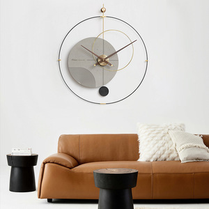 Large Nordic Luxury Wall <b>Clock</b> Round Black Gold Modern Design <b>Battery</b> Powered For Living Room Home Decor - Product Image 2