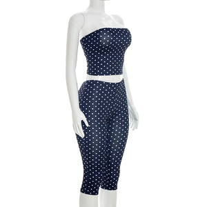 วิวิบลุค J26ST120 ผู้หญิงฤดูร้อนสตรีทแคชชวลเซ็กซี่ลายจุดพิมพ์เสื้อเกาะอกกางเกงครอปแบบรัดรูปชุดสองชิ้น - Product Image 3