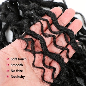 Pre looped mềm Bohemian locs bện phần mở rộng tóc Boho giả locs Crochet bím tóc xoăn kết thúc ngắn nữ thần locs Crochet tóc - Product Image 4