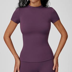 Camiseta Deportiva de Manga Corta para Mujer, de Secado Rápido, Cuello Redondo, para Gimnasio, de Alta Calidad, al por Mayor - Product Image 6