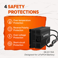 Chargeurs de batterie LiFePO4 48V 10A Protection contre l'inversion de polarité avec indicateur LED Chargeur de batterie au lithium à usage industriel