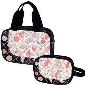 Bolsa de Maquillaje Transparente Impermeable de PVC Personalizada para Mujer, Diseño de Concha de Mar con Estampado Hebreo, Impresión Bajo Demanda, Juego de 2 Piezas - Product Image 1