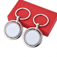 Porte-clés vierge personnalisable avec logo, pendentif métallique rotatif double face, vente en gros pour cadeaux promotionnels, cadeaux d'affaires, commandes en gros