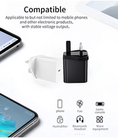 Chargeur rapide GaN 20W PD 3.0 Type-C ignifuge pour téléphone portable, prises UK/AU, OTP/OVP, sortie 5V/3A, compact et portable