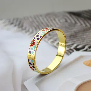 Bela 18K banhado a ouro aço inoxidável pintado à mão esmalte pulseira para uso diário