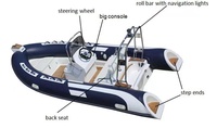 Bateau à rames gonflable, 10x5.4m, coque en fibre de verre PVC