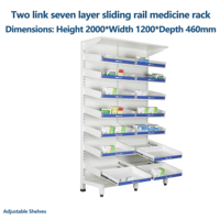 Étagère de présentation de médicaments en acier pliable et réglable, multi-niveaux, pour usage commercial en pharmacie et hôpital