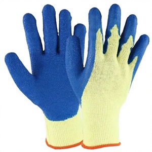 Guantes de poliéster, algodón y nailon amarillos y azules, resistentes al desgaste, antideslizantes y antiestáticos, de 8 oz de grosor, para trabajadores de la construcción y manipulación de ladrillos. - Product Image 2