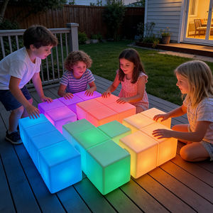 Blocs lumineux LED Montessori, ensemble de briques <span class=keywords><strong>Tetris</strong></span>, jeu interactif parent-enfant, jouet de construction créatif pour l'apprentissage précoce des tout-petits - Product Image 1