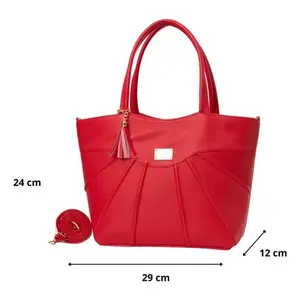 Bolso Tote Casual Rojo para Mujer Fana Kaia con Dos Asas, Forro de PU y Cierre Abierto para Fiestas - Product Image 4