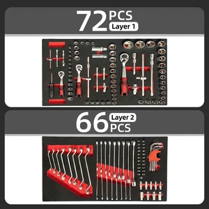 Ensemble d'outils à main multifonctionnels en acier au carbone de 420 pièces, complet avec plateau en mousse EVA et chariot à outils portable pour la réparation mécanique - Product Image 4