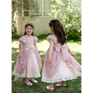 SONNYKIDS Vestito da Principessa Primaverile ed Estivo per Bambine, Lavorato all'Uncinetto, Jacquard di Lusso Leggero con Maniche a Sbuffo Stile Ariel - Product Image 1