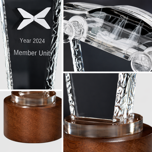 Hoteam - Trofeo de Acrílico Grabado con Láser Personalizado, Placa de Cristal con Base de Madera, Premio Corporativo, Reconocimiento, Venta al por Mayor, OEM - Product Image 3