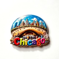 Aimant de réfrigérateur magnétique créatif en forme de porte aux nuages de Chicago, États-Unis, souvenir de voyage, décoration d'intérieur, objet de collection