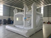 4X4m fête de mariage commercial rose rebond maison enfants sautant château avec toboggan piscine gonflable videur blanc rebondissant Trampoline