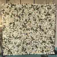 Toile de fond de mur de fleurs artificielles à base de tissu blanc personnalisé de 8*8 pieds pour événements de mariage