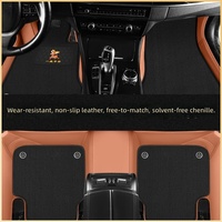 Tapis de sol de voiture en cuir PU sur mesure, épaisseur 5 mm, toutes saisons, double couche, doublures de sol auto en peluche, ensemble de 3 pièces