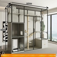 Meubles professionnels pour animaleries : Vitrine en verre trempé et bois massif pour chat, grande cage intérieure pour chat avec grand espace