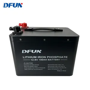 DFUN रिचार्जेबल 12V 100ah बैटरी के लिए आर. वी./गोल्फ गाड़ी/समुद्री/सौर भंडारण LiFePO बैटरी