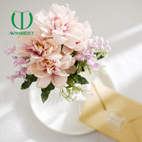 Bouquet de fleurs artificielles en soie, réaliste, fait main, haute simulation, pour centres de table de mariage et décorations de table, vente en gros
