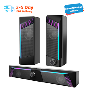 Altavoz Para Computadora 2.1 Subwoofer Estéreo Con Alimentación Por USB Altavoz Multimedia Con Cable Y Luz Led Rgb Para Computadora Portatil Nuevo Negro