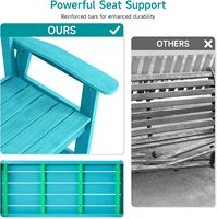 Banc de jardin cyan-bleu en plastique HIPS, imitation bois 3D, imperméable, capacité 800 lbs, surdimensionné pour patio et bord de piscine