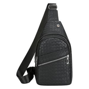 Men's Chest Bag Woven Texture PU Leather Crossbody Style Outdoor Casual Sports Waterproof Fashionable Spring 2025 - Product Image 5