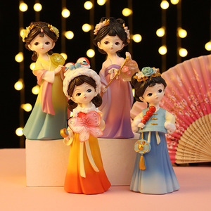 Yu Mo Adorno de Resina Estilo Antiguo para Niña, Figura Creativa para Decoración del Hogar, Sala de Estar, Recibidor, Soporte de TV - Product Image 1