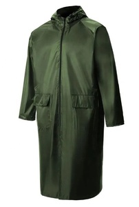 Manufacture High Quality Black <strong>Nylon</strong> Polyester Rain Jacket Hooded Long Style Waterproof <strong>Raincoat</strong> - Product Image 3