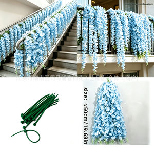 Guirnaldas de flores artificiales de glicinia, plantas colgantes de plástico, paquete de varias piezas para decoración de pared - Product Image 5