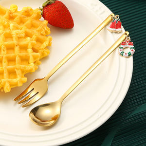 6件套圣诞餐具圣诞咖啡勺不锈钢金餐具咖啡搅拌甜点可爱圣诞礼物 - Product Image 4