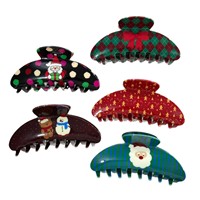 Nouvelle Pince à Cheveux Grande en Plastique Faite à la Main pour Noël, Motif Plaid et Pois, Ours, Bonhomme de Neige, Nœud, pour Chignons et Coiffures Arrière de la Tête pour Femmes