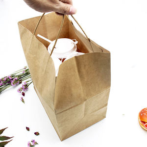 Impreso Emballage Sacchetti <span class=keywords><strong>Carta</strong></span> Boutique Compras Entrega de alimentos Sacar bolsas de papel con asas - Product Image 3