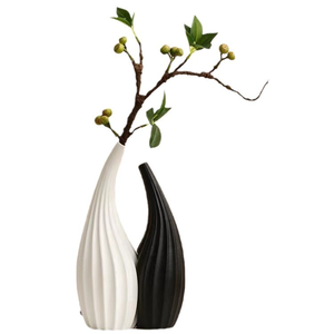 Creative Ceramic Art Vase <strong>Combination</strong> Black and White Set Simulation Flower Living Room Flower Arrangement Desktop Ornaments - Product Image 5