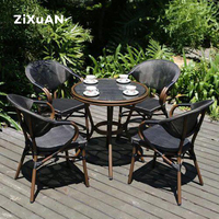 Chaise de café en rotin en maille d'aluminium, balcon Patio Restaurant, chaise de café de bistrot empilable, ensemble de meubles de salle à manger, chaise de jardin d'extérieur
