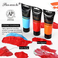 Panwenbo - Juego de Pinturas Acrílicas Premium en Tubo de 75 ml/2.54 oz, Colores Básicos, Pintura Acrílica Profesional para Lienzo, Rocas y Madera