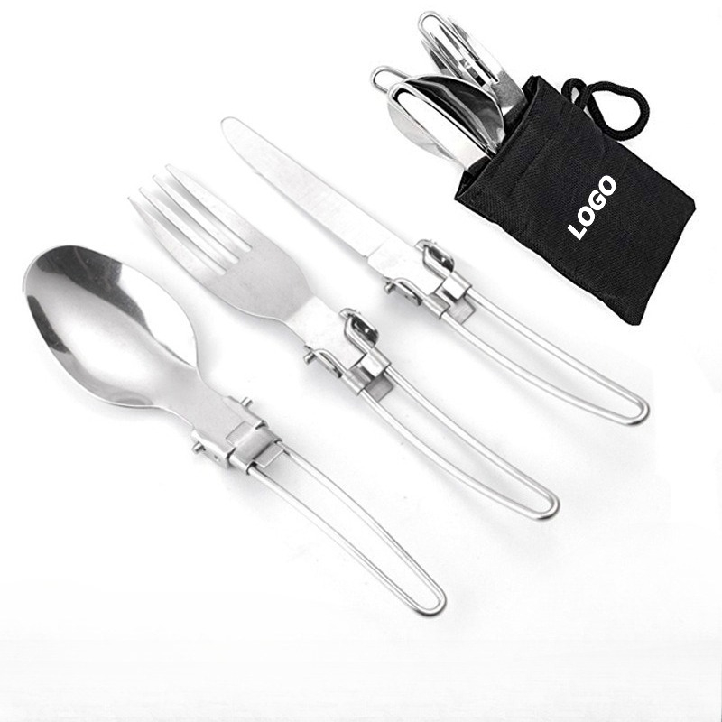 Couverts de Camping 8 Pièces Pliante Cuillère Fourchette Couteau en Acier Inoxydable, Portables Ustensiles de Camping Voyage pour Extérieur Randonnée Pique-Nique