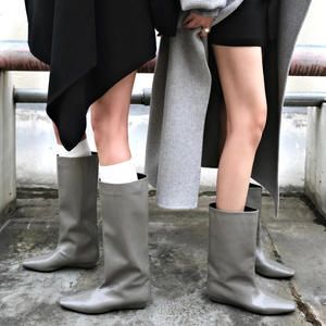 Bottes hautes au genou automne hiver pour femmes nouvelle tête carrée talon incliné baril haut avec manches amples hauteur augmentant les bottes de chevalier - Product Image 4