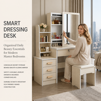 Ensemble coiffeuse et tabouret de style panneau moderne et minimaliste pour chambre à coucher, idéal pour la location et le maquillage