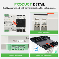 Mini-commutateur de transfert automatique ATS, commutateur de commutation automatique/manuel à double alimentation 3P 63A 100A 125A AC110V/220V, transfert rapide 0,05s