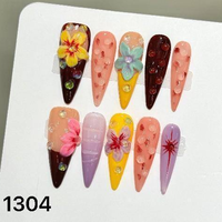 Nouveauté 2026 Faux Ongles Faits Main de Luxe Longs Forme Ballerine Coffin avec Diamants à Coller