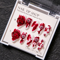Autocollants pour ongles Bloody Mary de style européen et américain pour Halloween, autocollants pour ongles français en ABS pressés à la main pour les doigts
