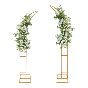 Sparxwizz Ensemble de supports d'arche métallique écologique 7ft 6ft, 2 arches incurvées pour fleurs, supports de cadre de cérémonie de mariage en forme de cornes de lune - Product Image 4