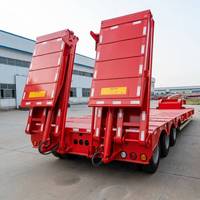 Semi-remorque surbaissée à 2-9 essieux, capacité 80-100 tonnes, pour le transport d'excavatrices, avec col de cygne extensible et détachable, et chargeur frontal