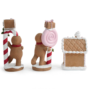 Kerajinan pabrik pohon Natal meriah LED rumah kue jahe ornamen pria Resin dekorasi Natal roti jahe patung - Product Image 4