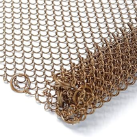 Maille métallique circulaire tissée en aluminium, maille décorative en laiton pour portes d'armoires, découpe de rideaux