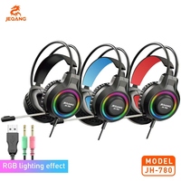 Casque de jeu filaire classique noir JH-780 avec éclairage RGB, haut-parleur dynamique de 40 mm, micro anti-bruit, casque supra-auriculaire avec boîte