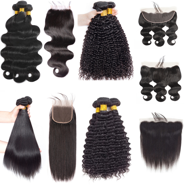 Wholesale Quality Cheap Remy Raw Brazilian Cuticle Aligned Human Hair Extension Human Hair Bundles With Lace Frontal Closure
